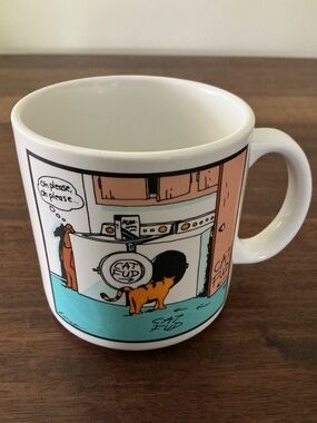 The Far Side by Gary Larson Cat Fud Cartoon Mug 1985 Dog Cat